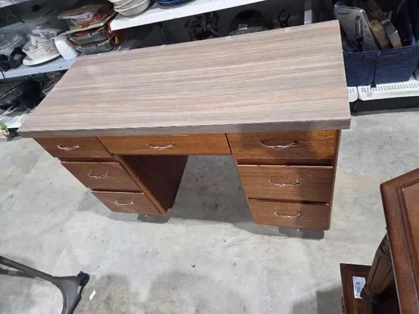 Vintage Wooden Desk - 7 Drawers