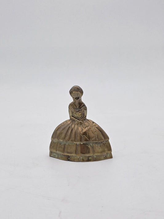 Vintage Brass Crinoline Lady Bell: Rustic Mid Century Dinner Bell - England