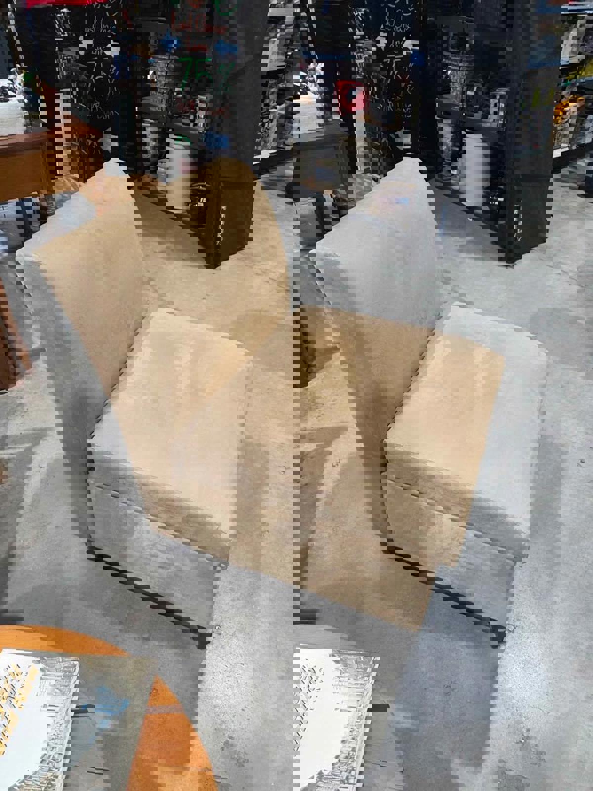 Tan Armless Accent Chair with Storage