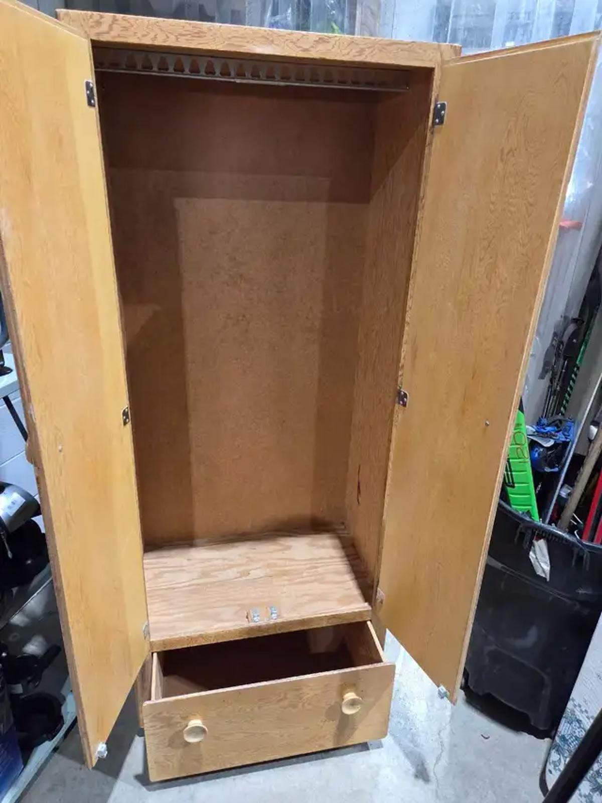 Vintage Wooden Double-Door Wardrobe
