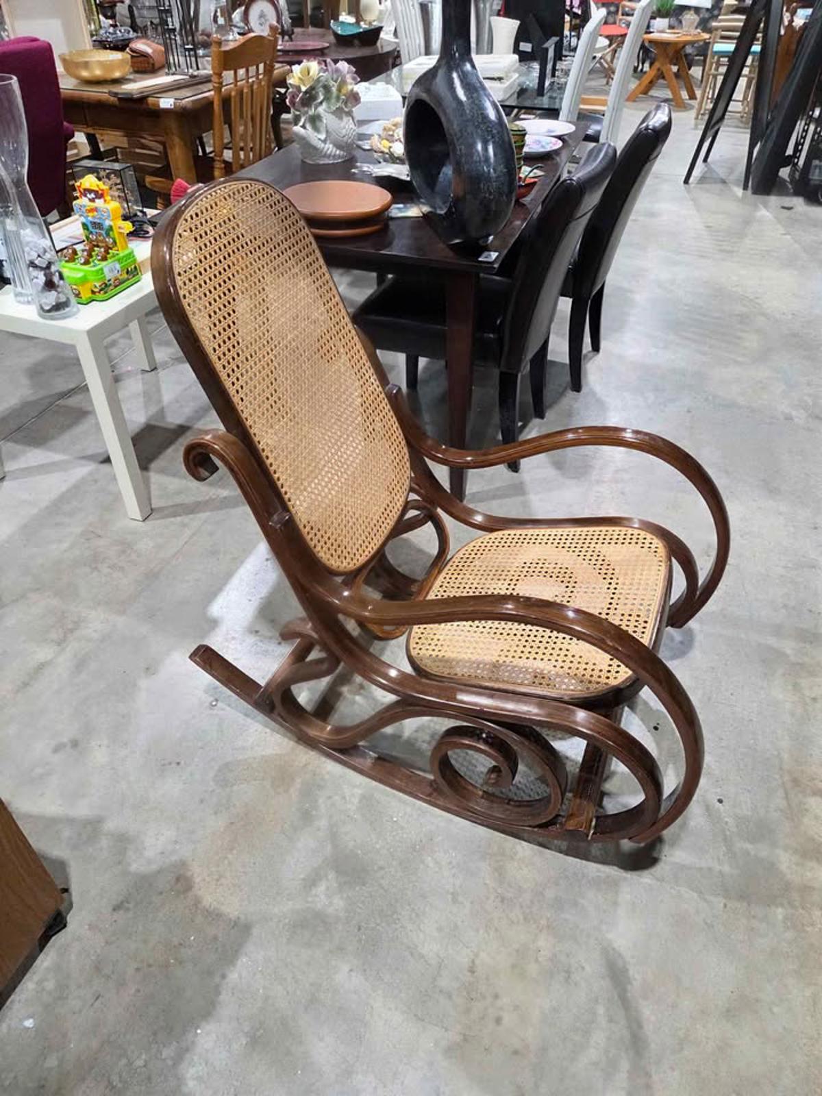 Vintage 1970s Bentwood Cane Rocking Chair