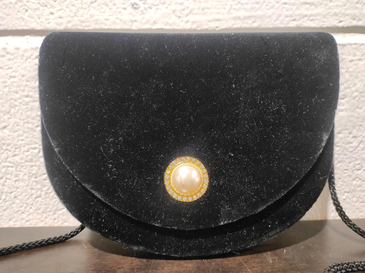 Carolyne Barton Night Black Velvet Evening Bag Purse Clutch