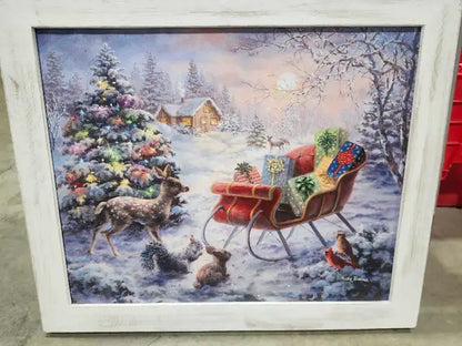 Framed Snow Scenic Art with LED Lights
