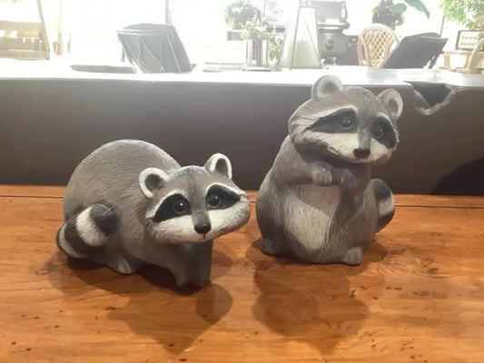 ARTLINE Vintage Weighted 90’s Raccoon Garden Decor - Set of 2