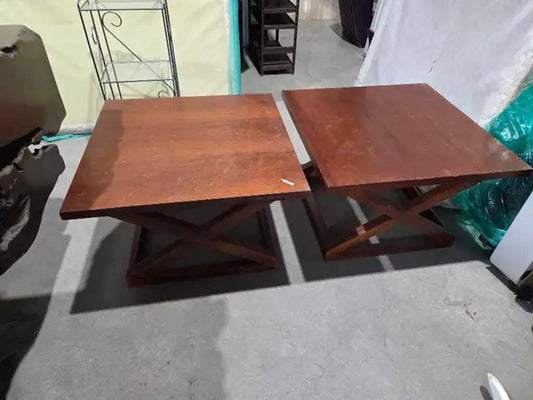 Wooden Square Side Tables - Set of 2
