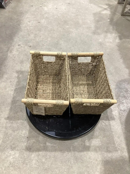 Wooden Handle Collection Baskets - Set of 2