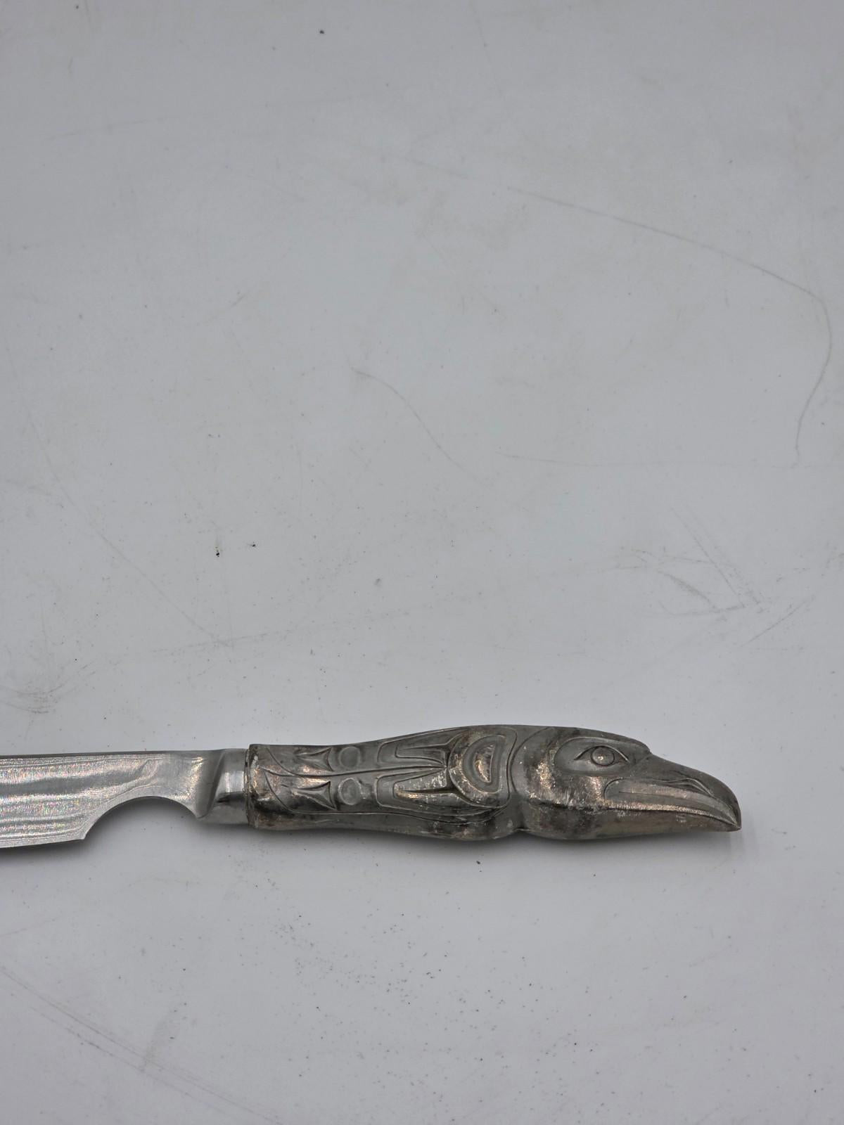 Vintage Pewter Eagle carved on Cheese or Steak Knife (Made in Canada)