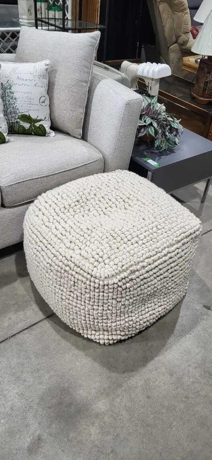 Dakota New Zealand Wool Cream Pouf
