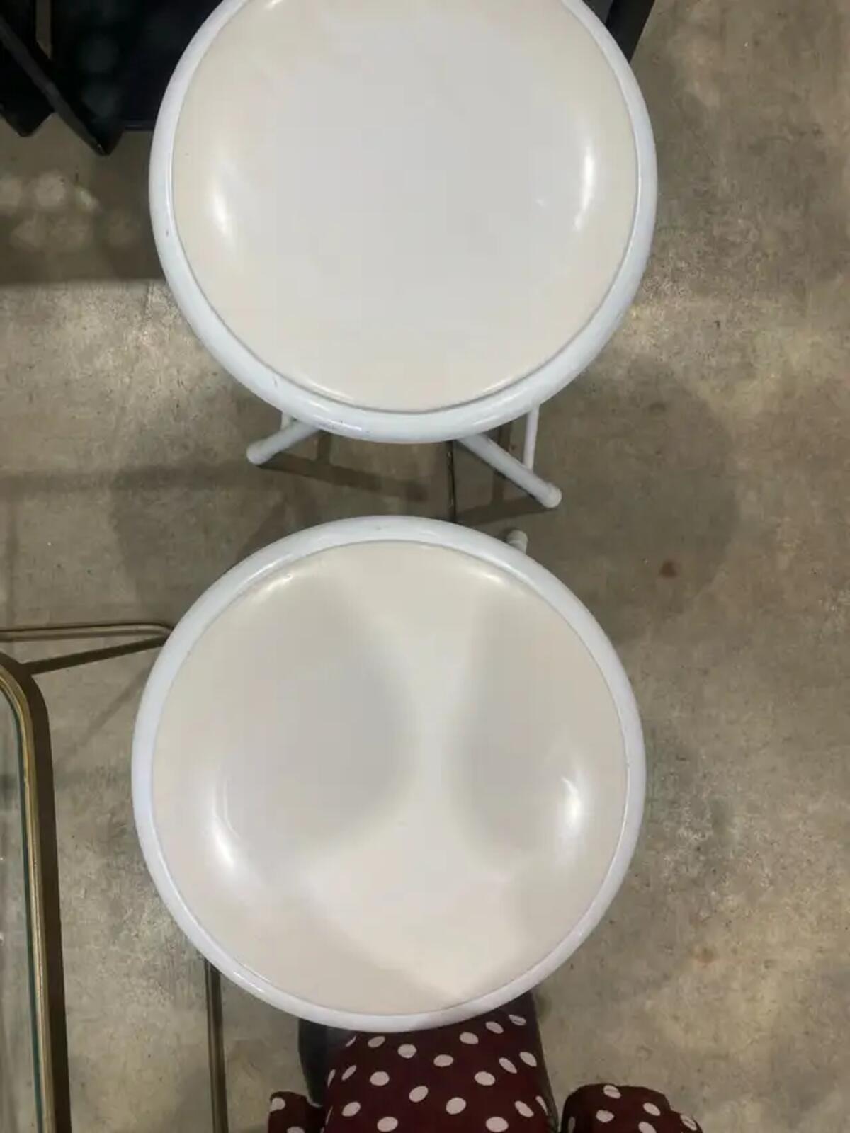 Set of 2 White Folding Stools