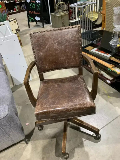 Leather Pottery Barn Swivel Office Chair