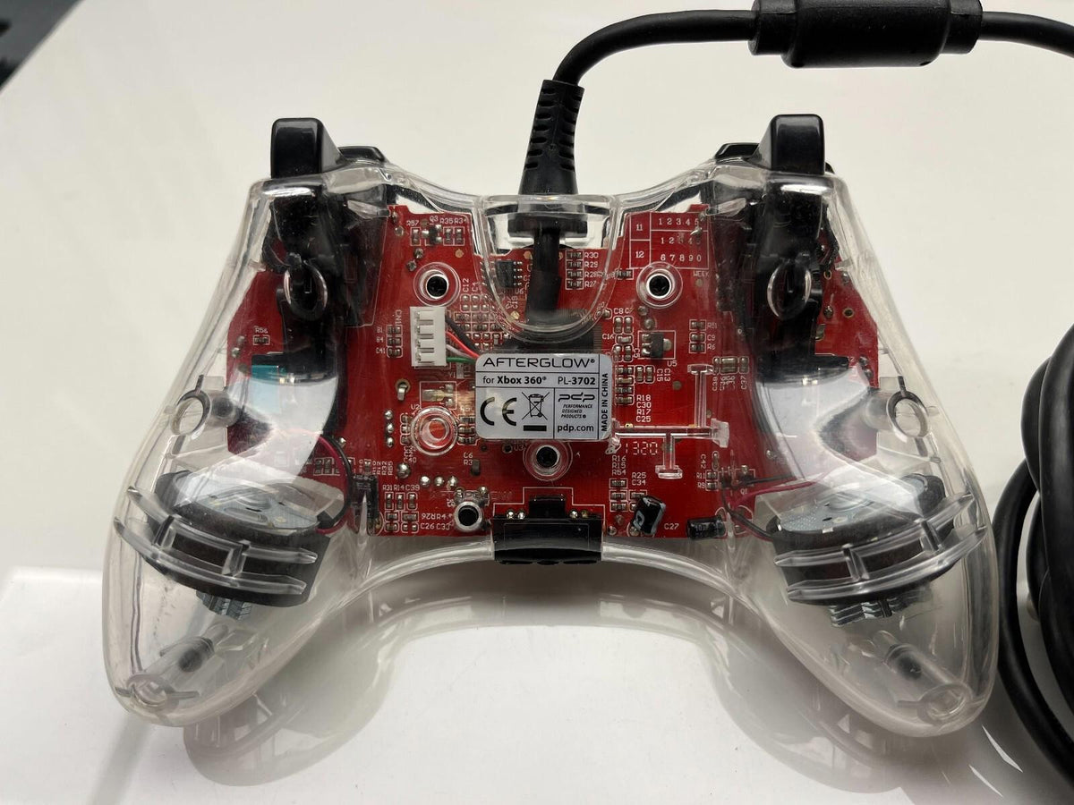 PDP Afterglow Xbox 360 Wired Controller Clear/Red PL-3702
