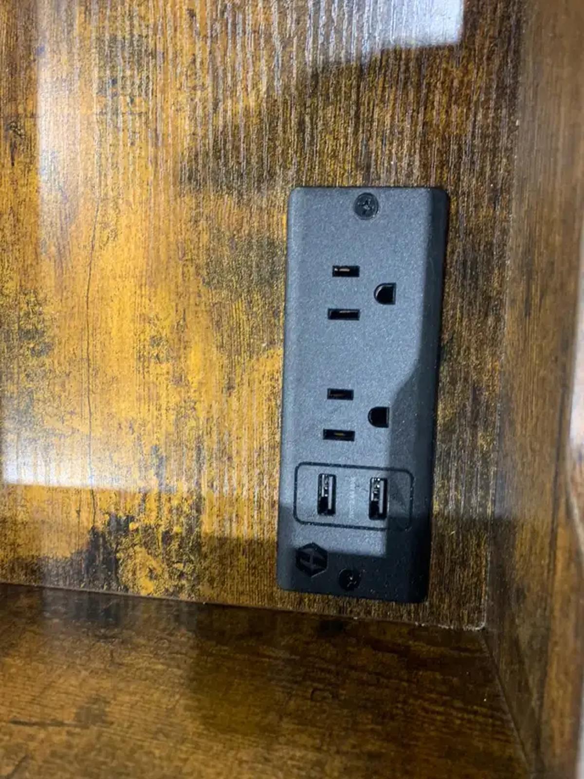 Industrial Style Side Table with power outlet.