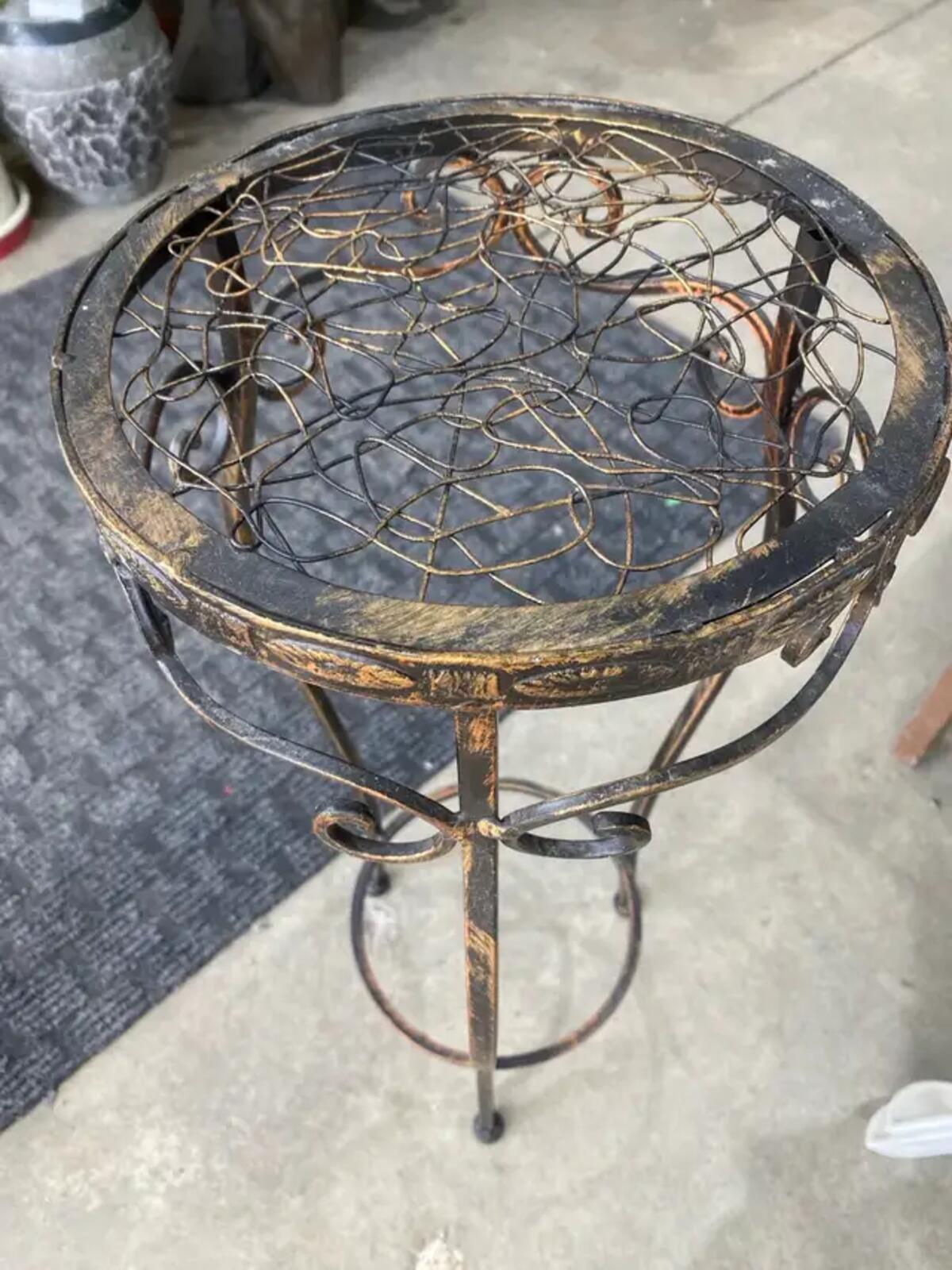 Rustic Black & Gold Boho Plant Stand