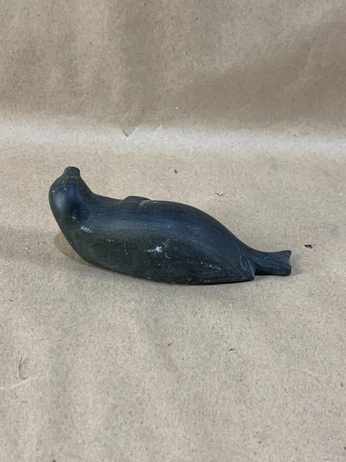 Vintage Inuit Soapstone Carving Handmade Seal Sculpture