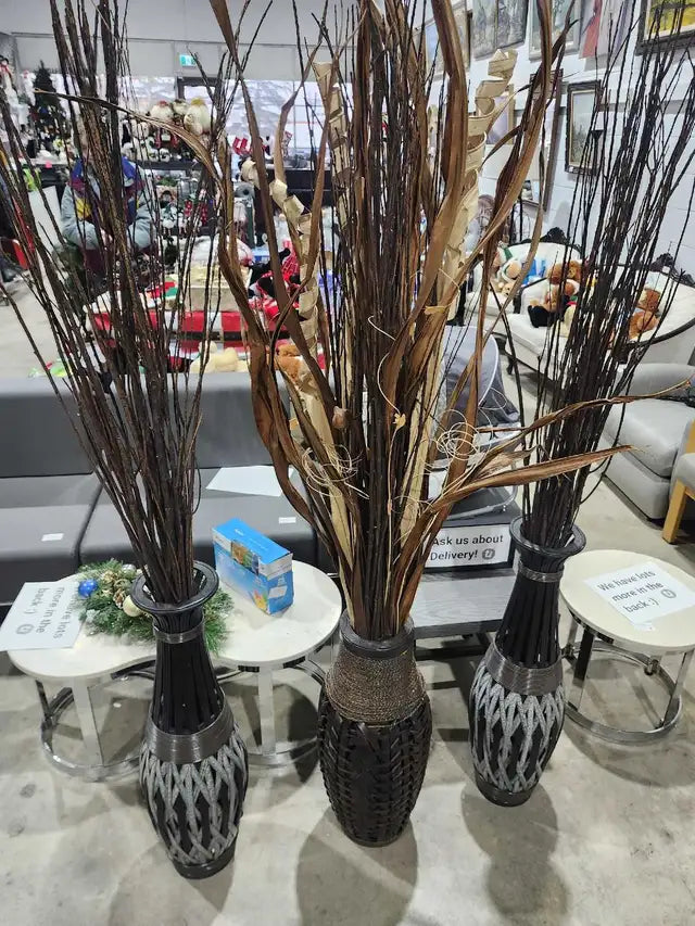 Large Decorative Bamboo Floor Vases - 3 available