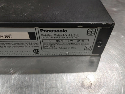 Good Condition Panasonic DVD-S43 DVD/CD Player Untested Black