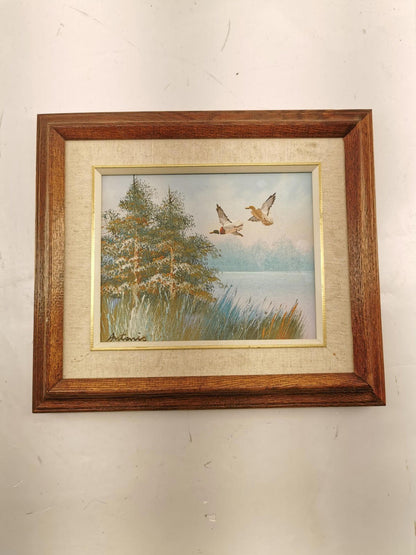 ANTONIO VINTAGE BEAUTIFUL TREE, RIVER, DUCK Painting