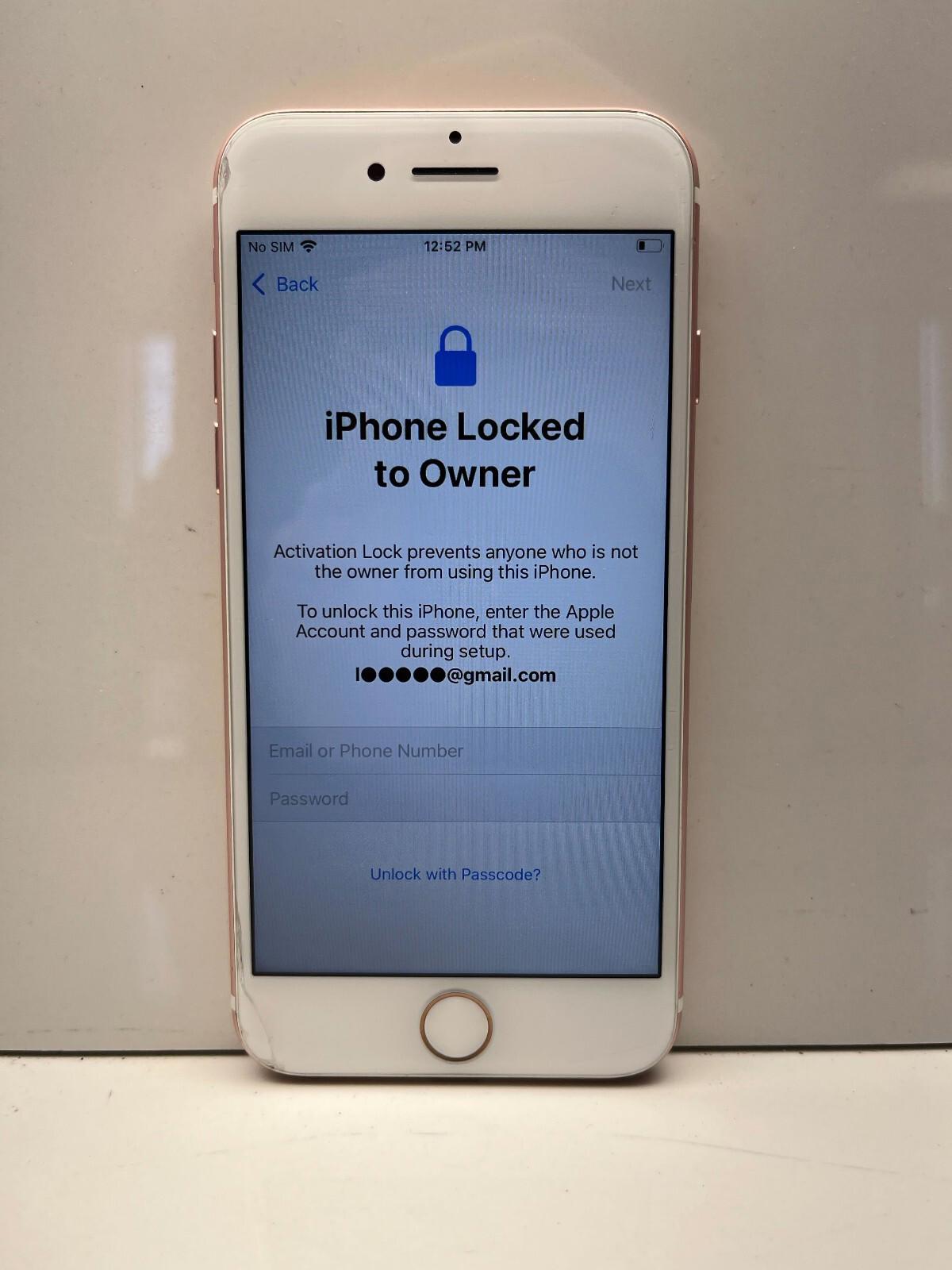 iPhone 7 White/Rose Gold 32GB Cracked Glass FOR PARTS
