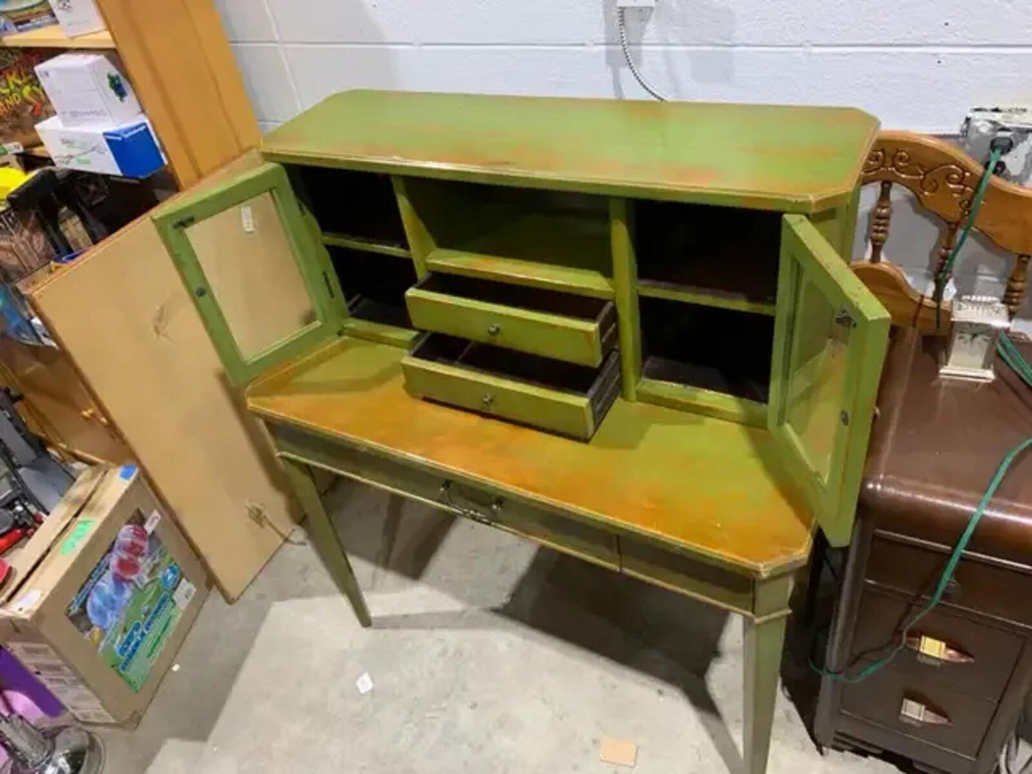 Green Urban Barn Secretary Desk with hutch