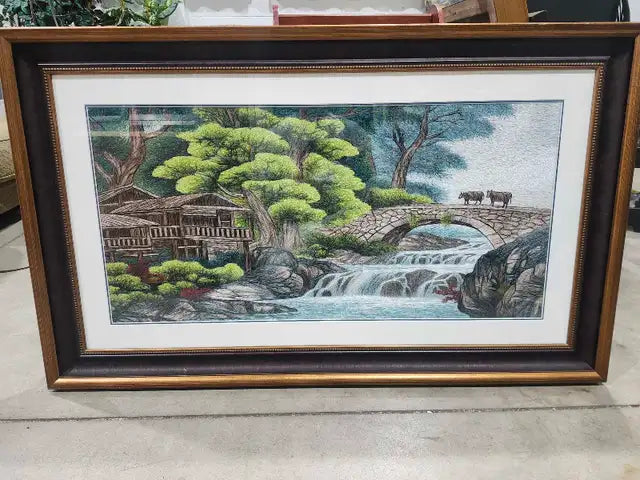 Framed Silk Embroidery Art - Very Unique!