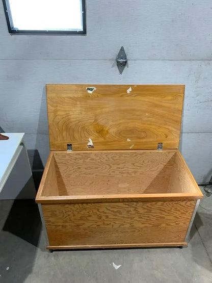 Large Wooden Storage Chest on wheels