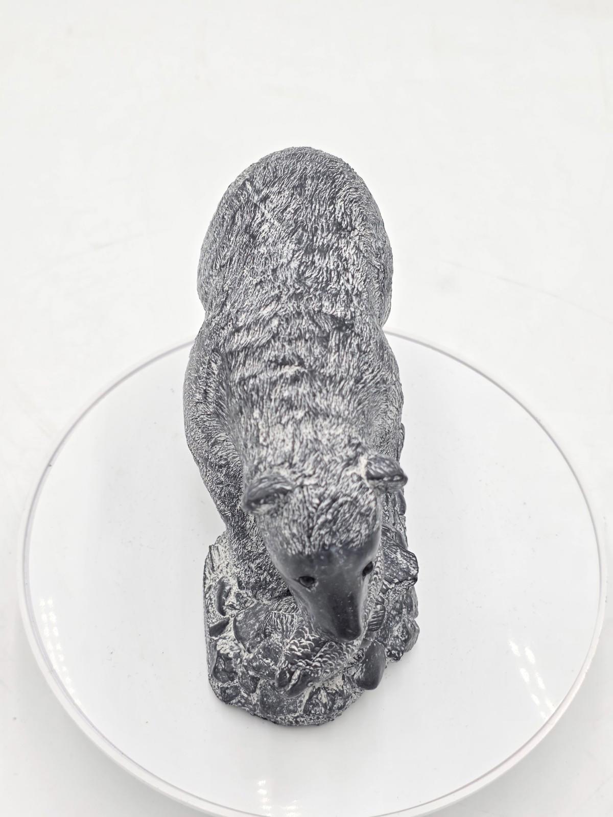 The Wolf Sculptures Canadian 7" Brown Bear With Salmon Hand Carved Soapstone