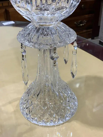 Tall Crystal Vase with Hanging Crystals