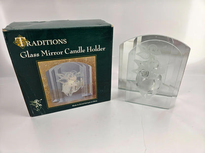 Traditions Angel Glass Mirror Candle Holder 6x6"