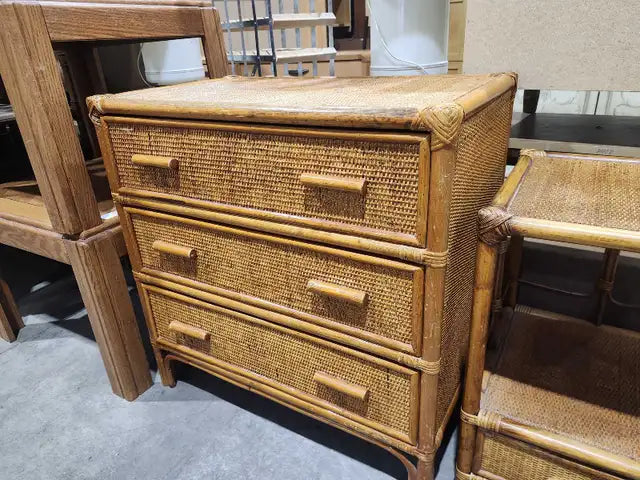 Vintage Rattan & Bamboo Dresser/Night Stand