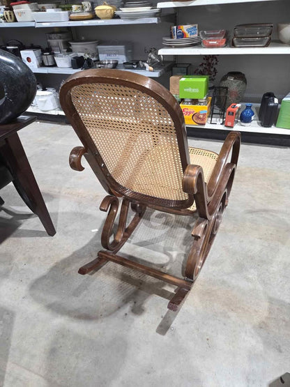 Vintage 1970s Bentwood Cane Rocking Chair