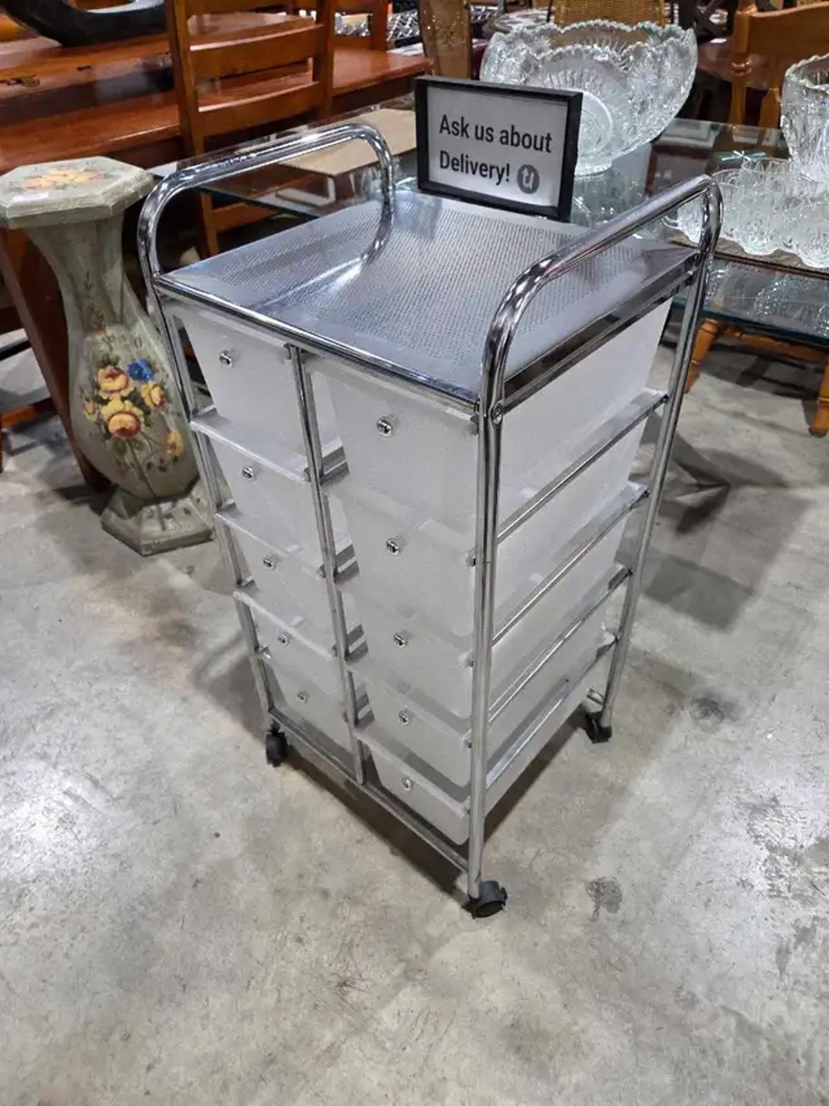 Chrome Rolling Storage Cart