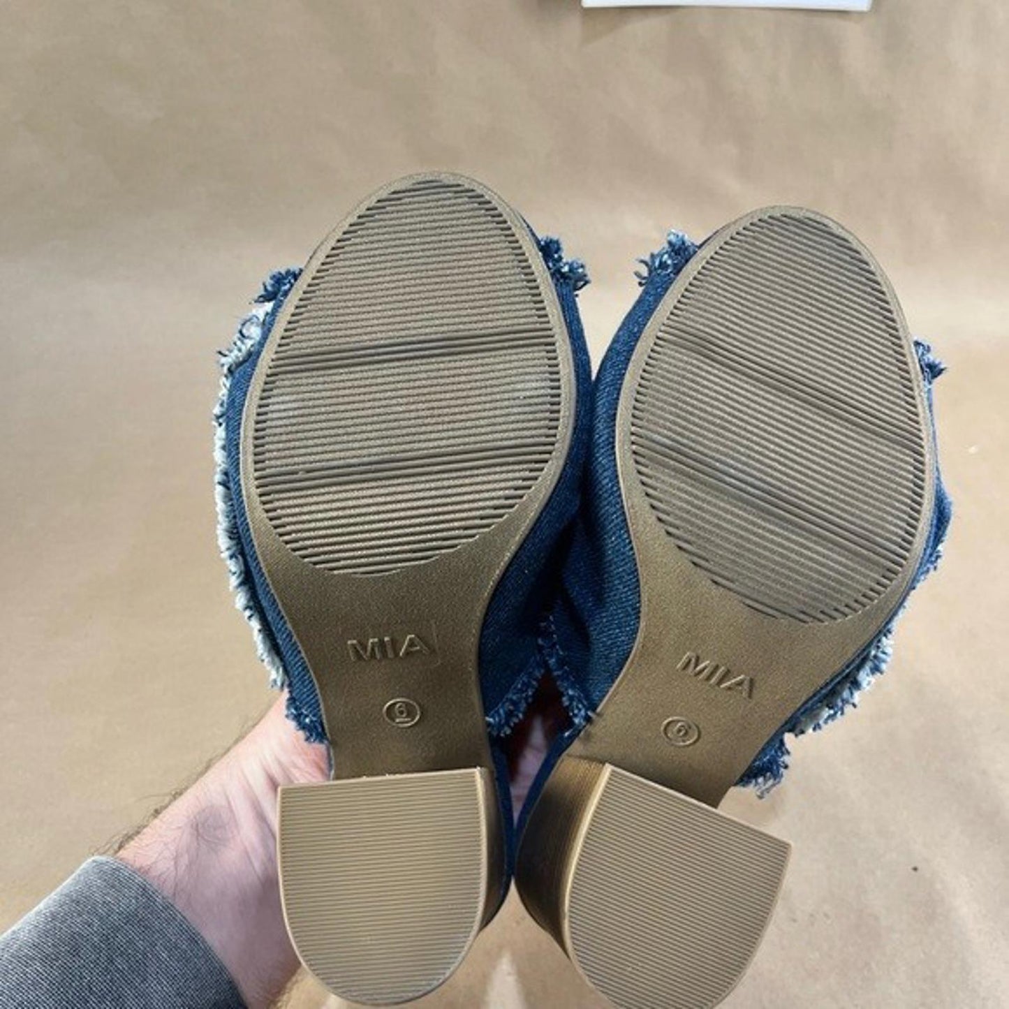 MIA Women's Frayed Denim Mules Size US 6