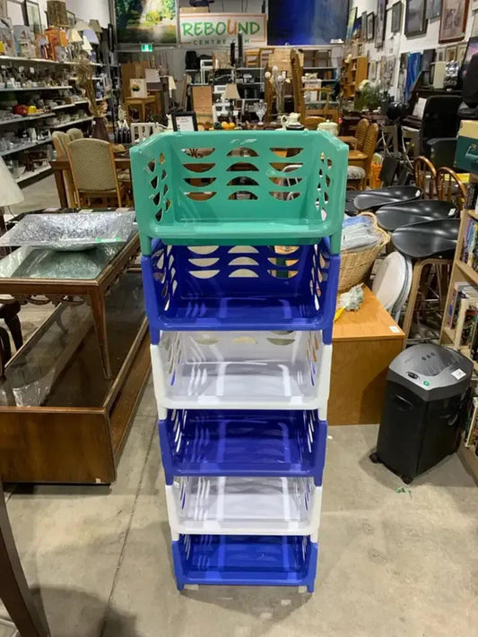 Blue/white Sterilite Stacking Storage Tower -6 organizers