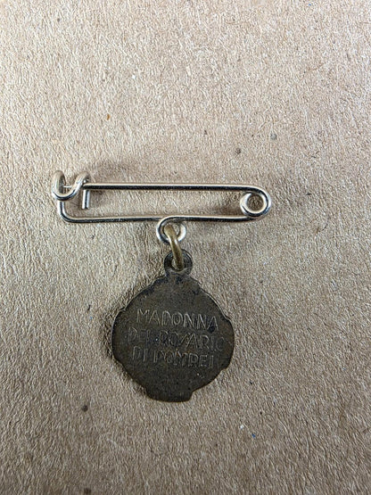 Antique Madonna del Rosario di Pompei Pendant Vintage Italian Catholic Religious