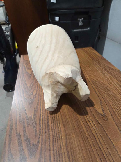 Carved Wooden Planter Bowl