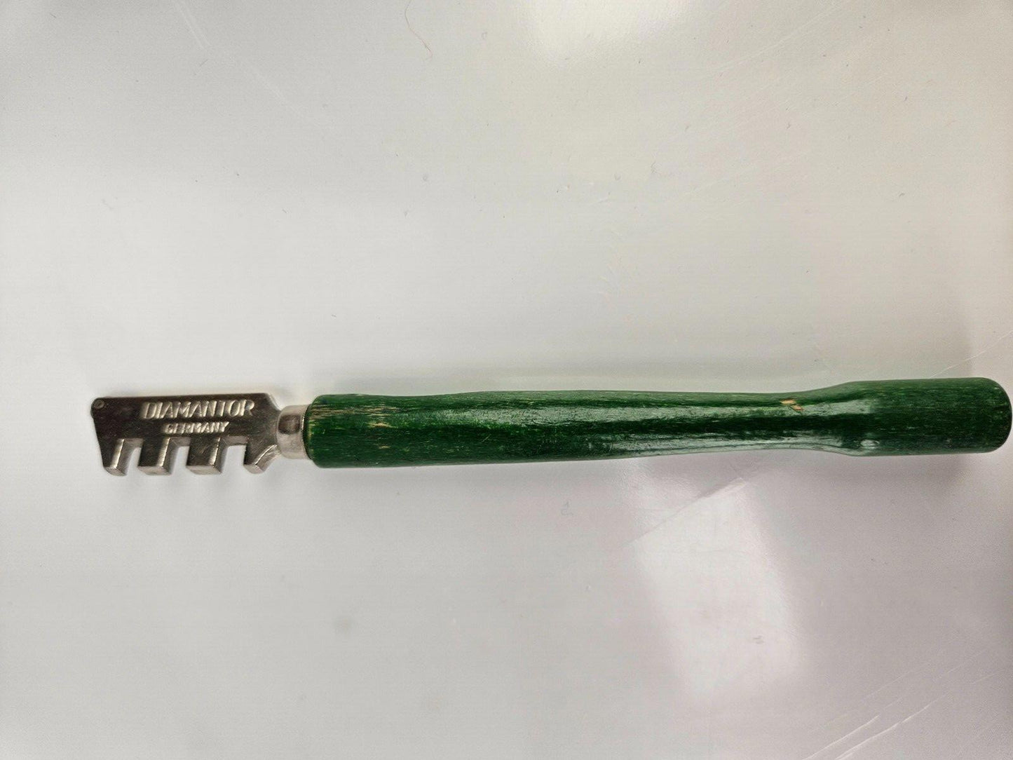 Vintage Diamantor Glass Cutter Made In Germany Green Wooden Handle