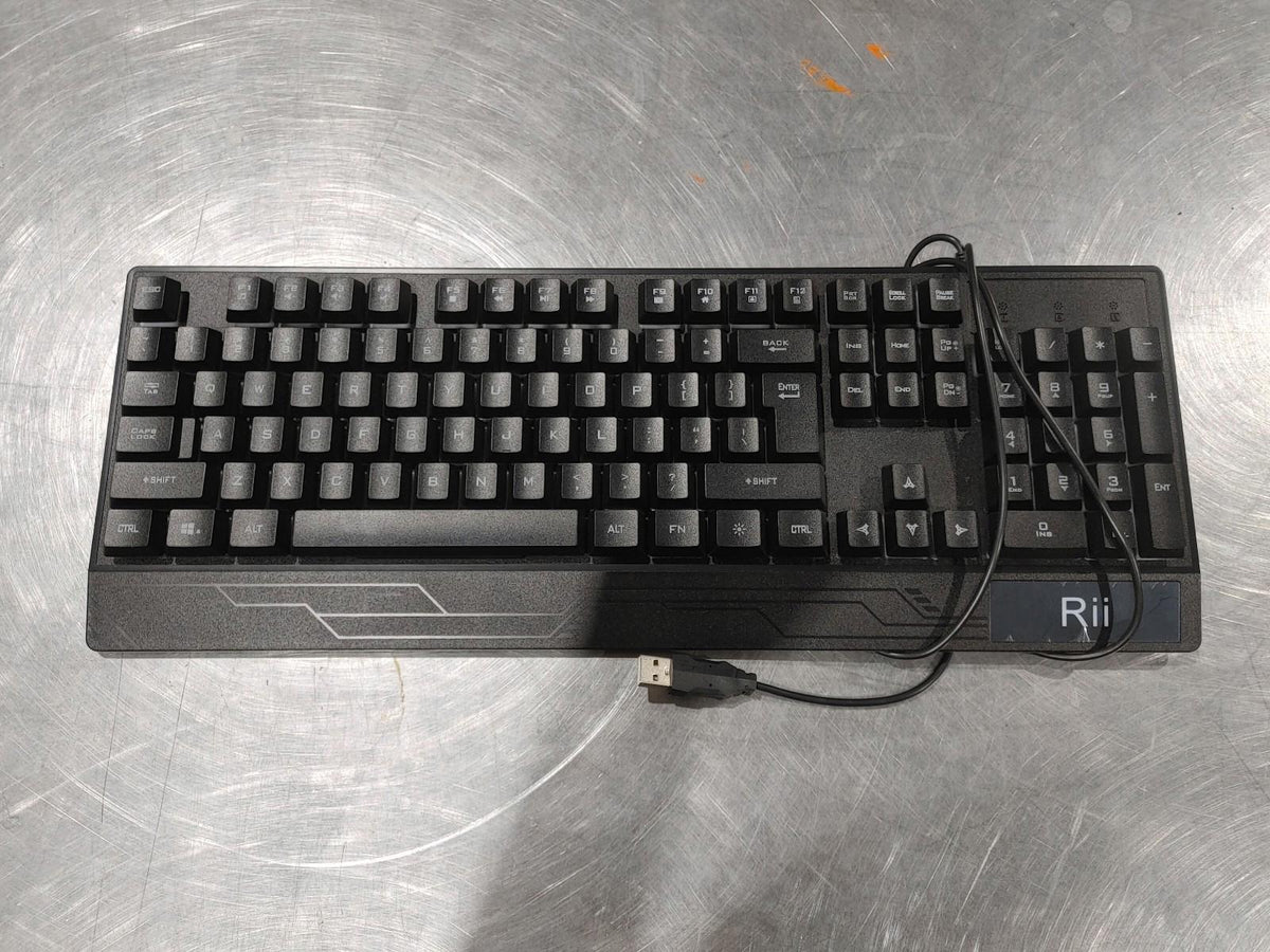 Excellent Condition Rii RK400 Wired RGB USB Keyboard Black Tested Working