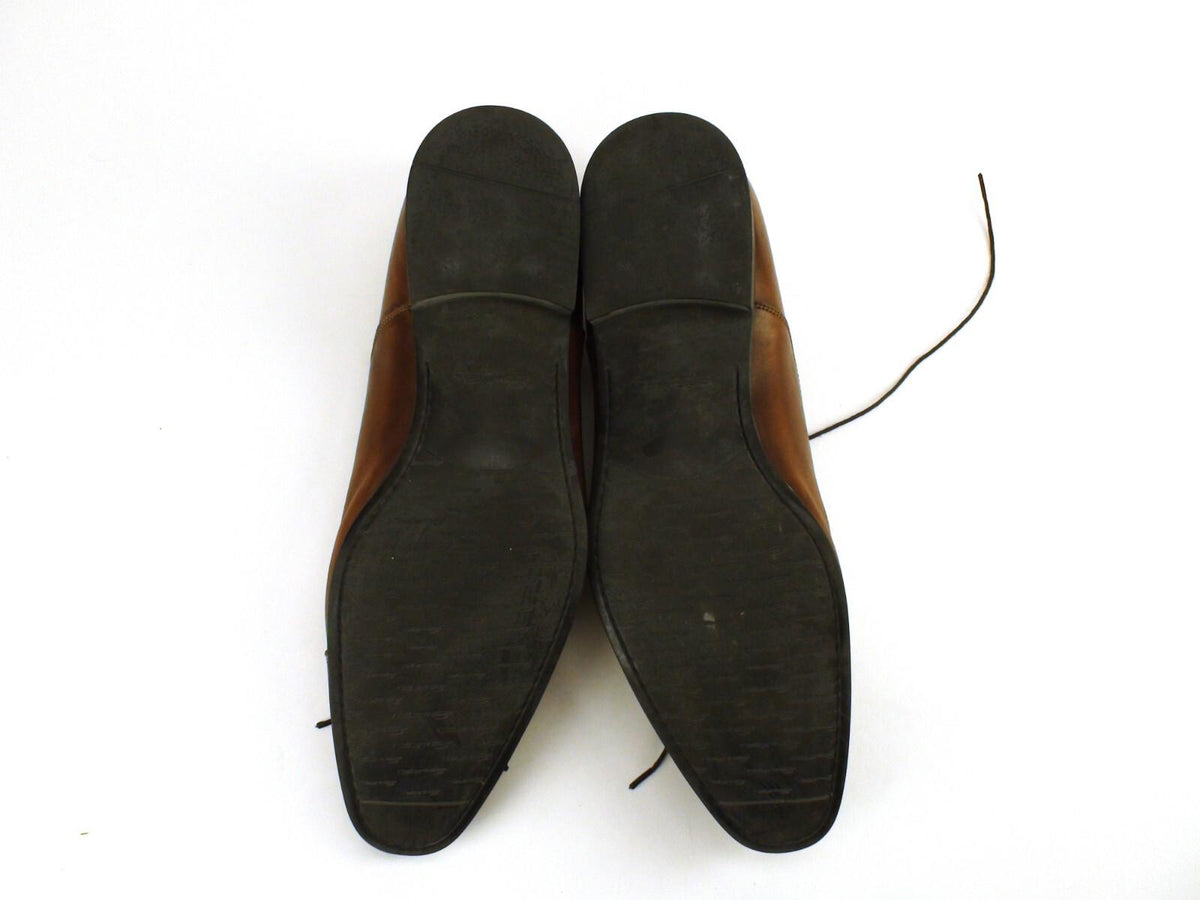 GOOD CONDITION Santoni Salem Oxford Brown Leather Shoes - 392055 2 D Size 10 US