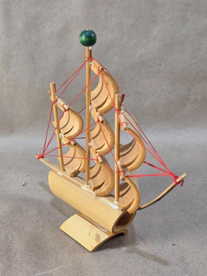 Vintage Bamboo Made Sail Boat Box Fluyt Ship - DARTMOUTH N. S.
