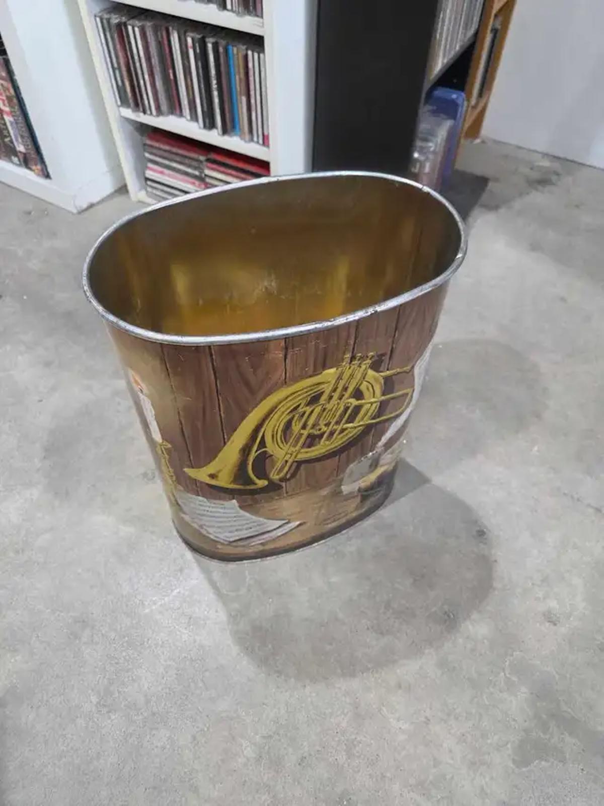 Vintage Metal Horn Wastebasket