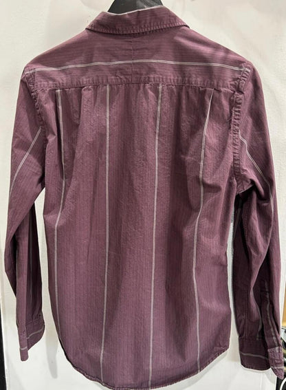 Levi's Slim Fit Dress Shirt Women's size S Stripped Burgundy