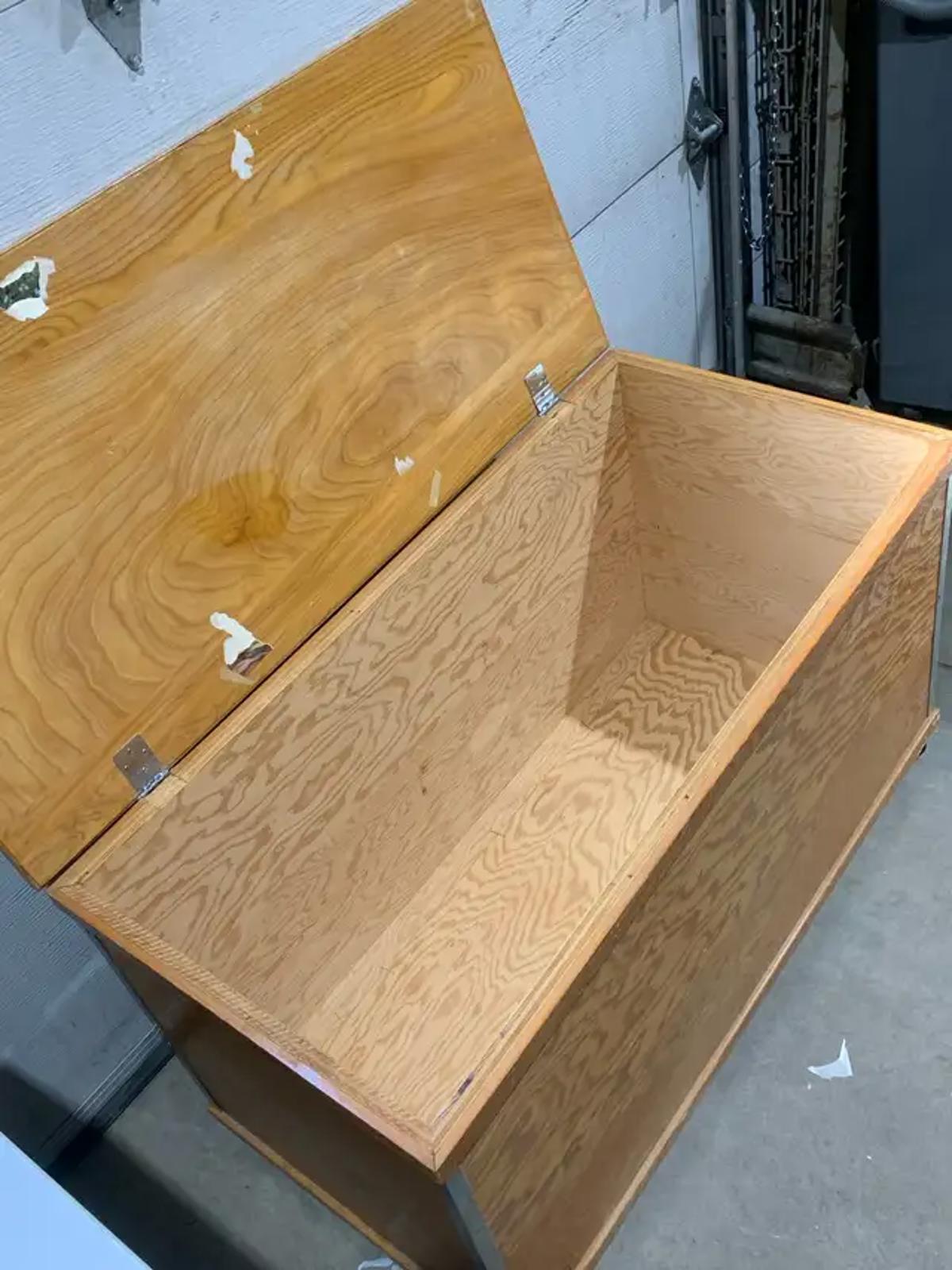 Large Wooden Storage Chest on wheels