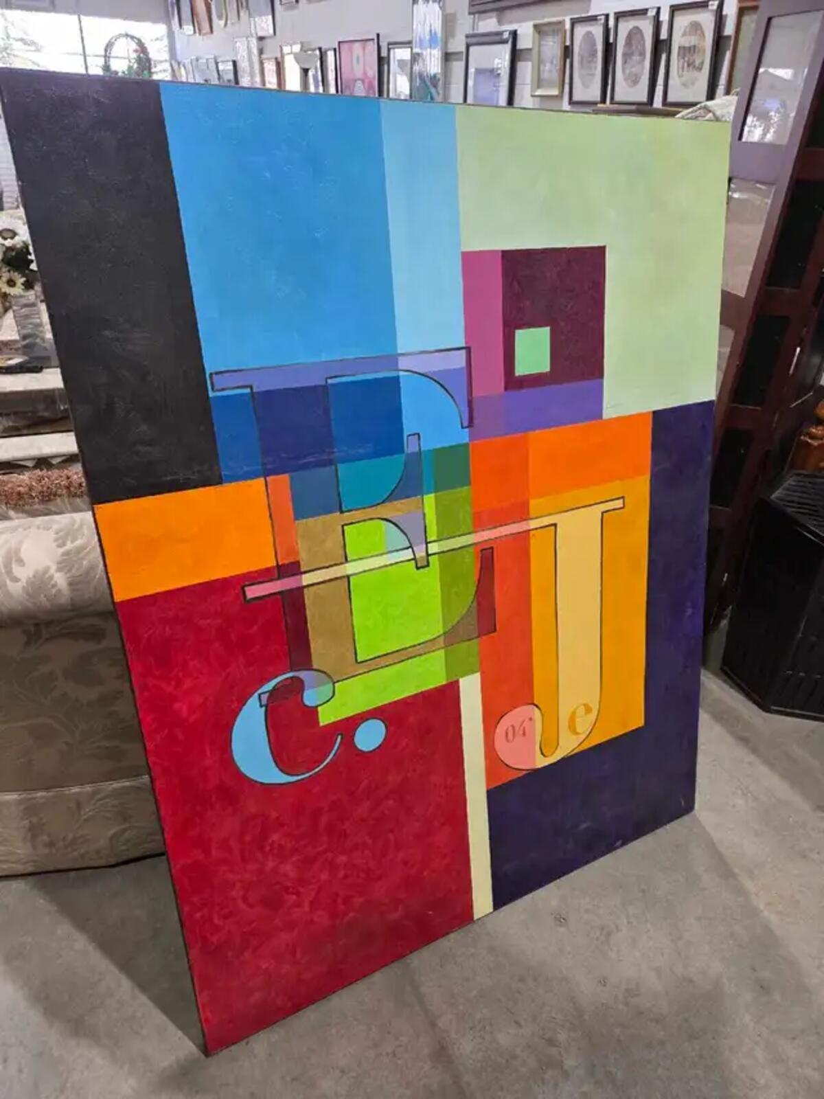 Large Colorful Canvas Painting 4 x 5ft