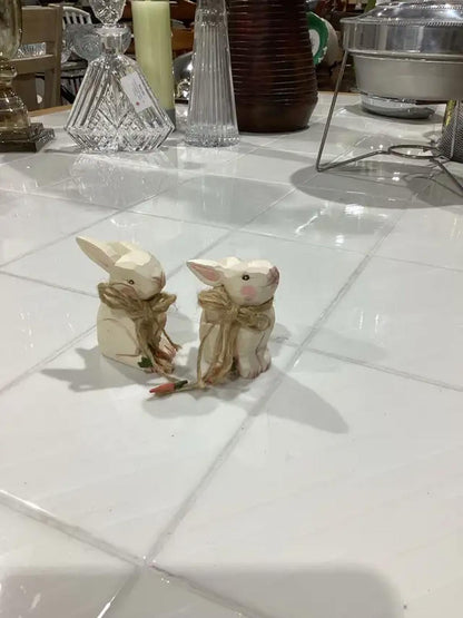 Wooden Rabbit Ornaments - Set of 2