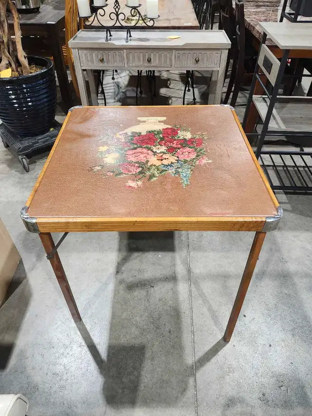 Vintage Folding Floral Card Table