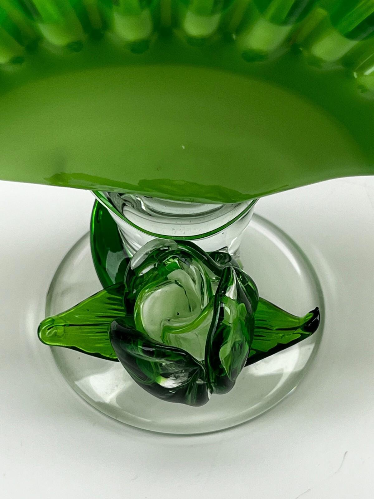 Mid-Century Murano Table Cloth Holder - Green Glass