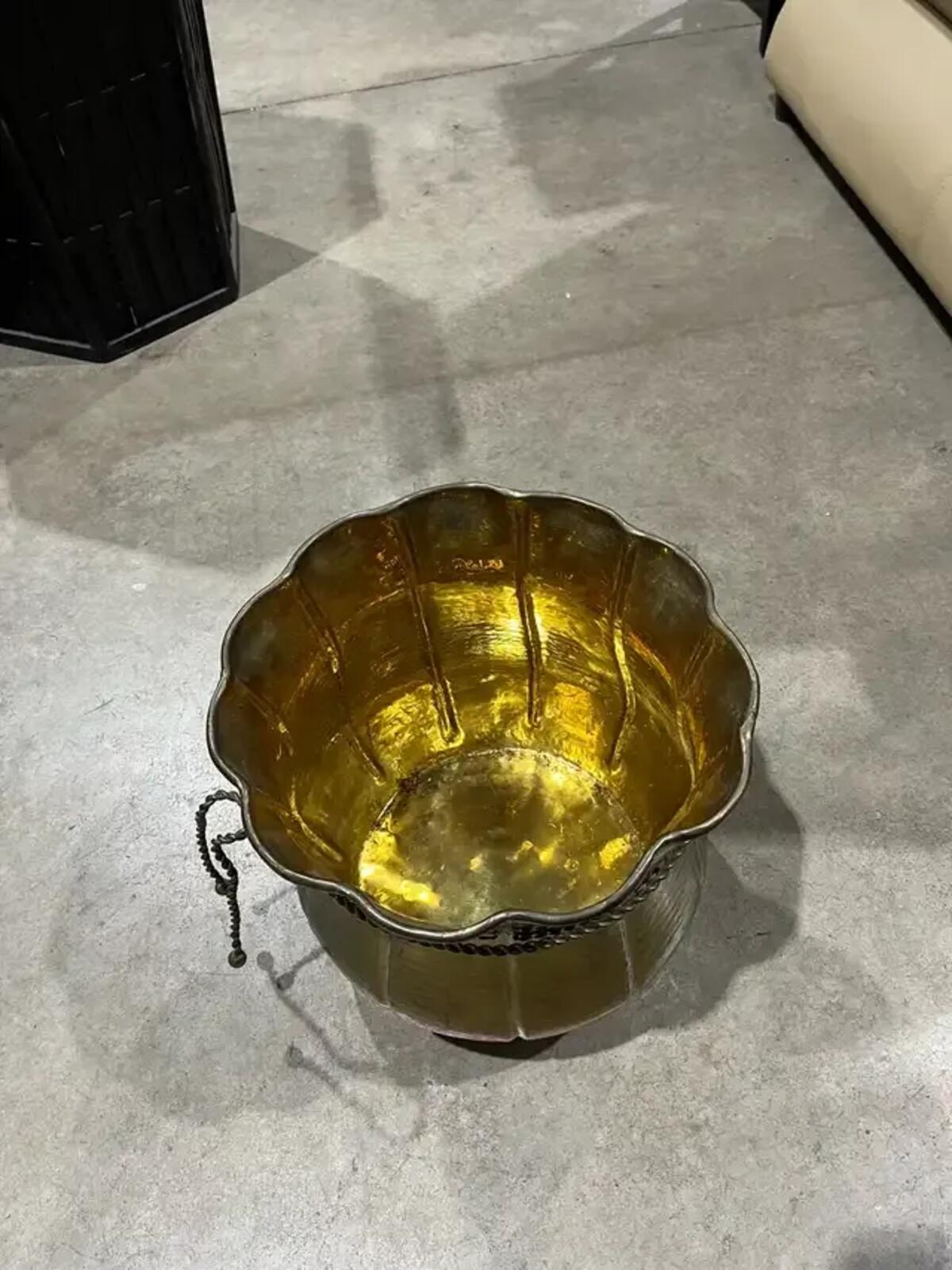 Brass Hammered Decor Planter