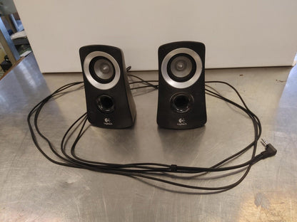 Good Condition Logitech Wired Desk Stereo Speakers Black Tested Working