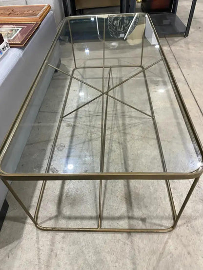 Golden Trim Glass Coffee Table