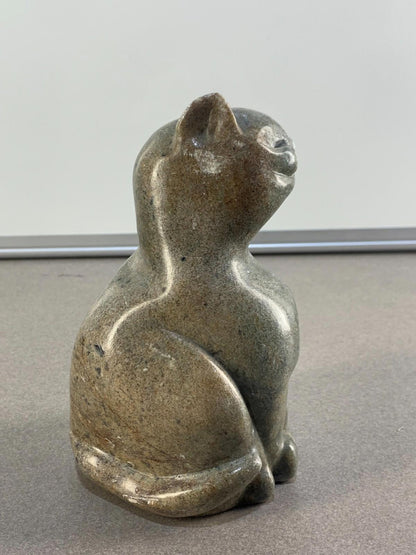 Hand carved Stone Cat Figurine in Soapstone